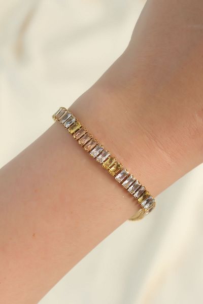 Clariss 316L Steel Gold Color Colored Waterway Design Bracelet