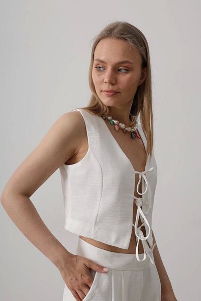 ZORM Modern and Stylish White Tie-Up Vest