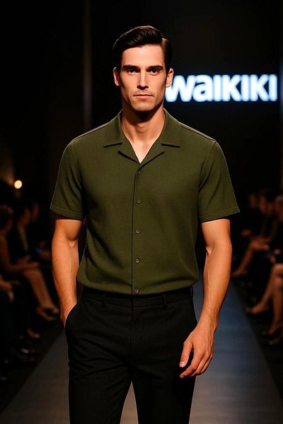 LC Waikiki Lc W 100% Cotton Special Design Ironing Unwilling Textured Fabric Short Sleeve Men's Summer Shirt