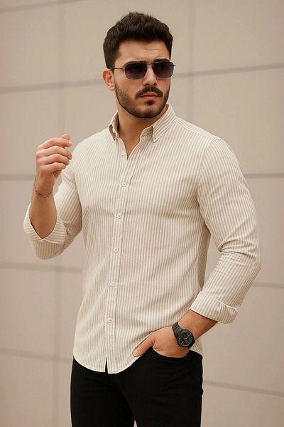 LC Waikiki Lc W Men's Classic Stylish Button Striped Shirt