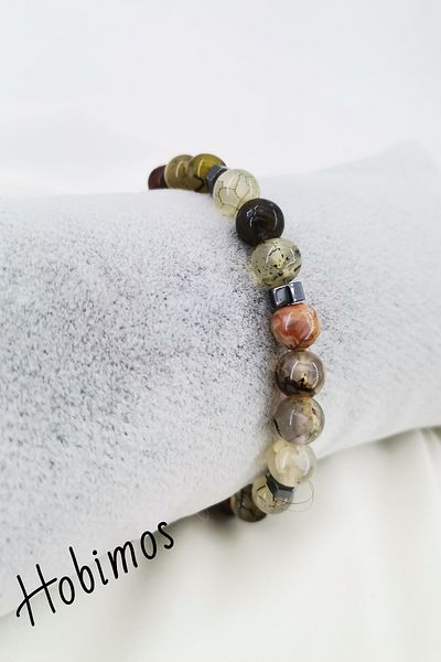 Hobimos Agate Natural Stone Elastic Bracelet