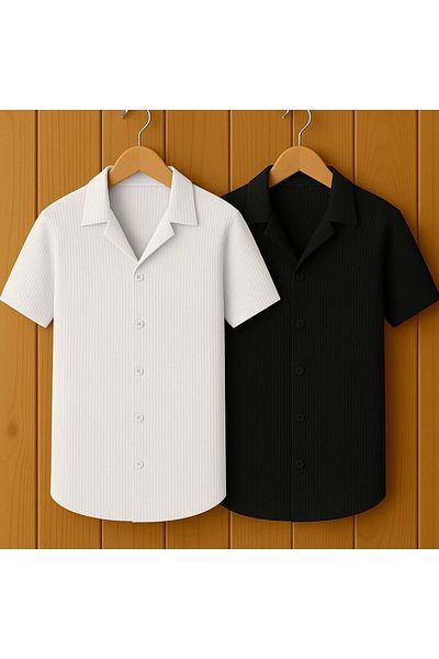 LC Waikiki Lc W 2-Piece Advantage Package New Season Slim Fit Short Sleeve Premium Men's Textured Waflle Shirt