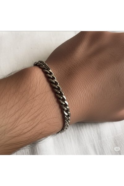 HARİNA Men's Silver Color Gourmet Chain Bracelet