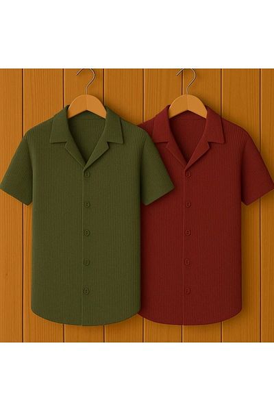 LC Waikiki Lc W 2-Piece Advantage Package New Season Slim Fit Short Sleeve Premium Men's Textured Waflle Shirt