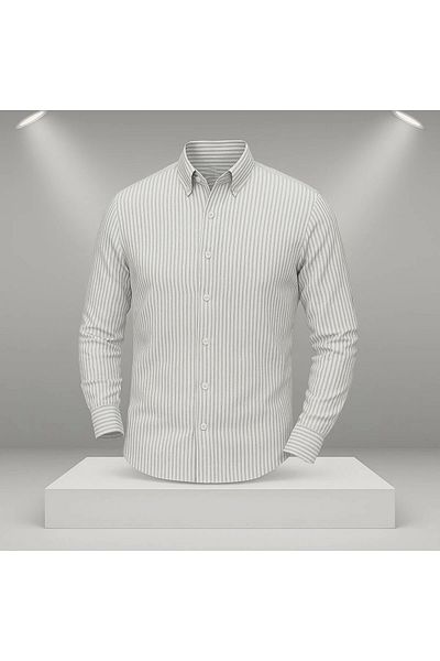 Store Linen Striped Slim Fit Stylish Premium Quality Button-Down Cotton Men's Shirt Classic & Sportswear