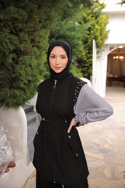 Wovi Γυναικεία Αθλητικά Ρούχα Hijab Γυναικεία Σετ Φόρμας Ριγέ μανίκια