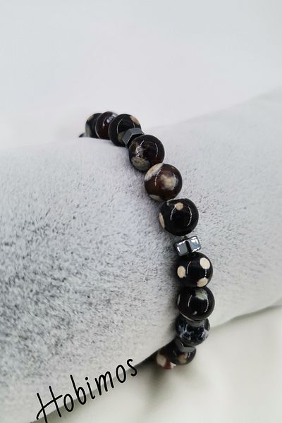 Hobimos Agate Natural Stone Elastic Bracelet