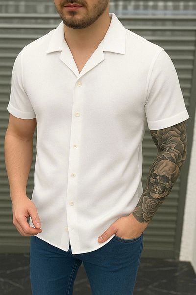 LC Waikiki Lc W Men's Short-Sleeved Stylish Button-Up Style New Model Summer Breathable Shirt