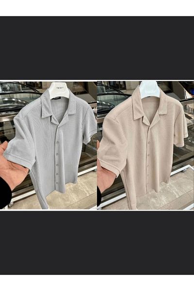 LC Waikiki Lc W 2 Li̇ Set Advantage Package 100% Cotton Short Sleeve Button Premium Men's Summer Shirt