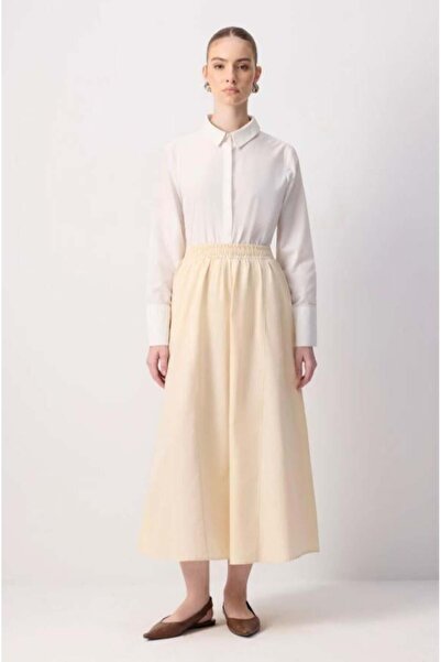 Touche Beli Büzgülü Dokuma Etek Taş