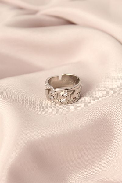 Clariss Silver Color Metal Stone Model Adjustable Women's Ring