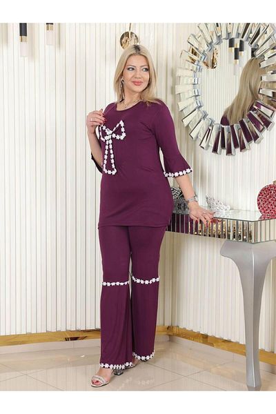 Kaptins Women's Tracksuit Set & Top-Bottom Set with Bow Detail