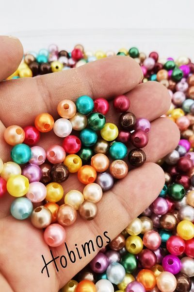 Hobimos 250Pcs 8 mm Mixed Color Pearl Beads - Jewelry, Accessories Making Beads
