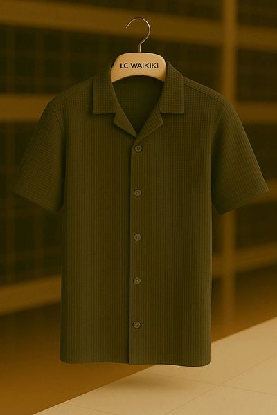 LC Waikiki Lc W 100% Cotton Short Sleeve Button Premium Men's Waffle Shirt