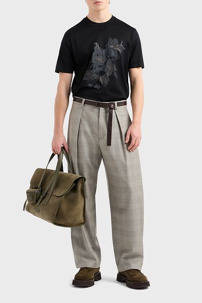 Emporio Armani Floral Printed Cotton Regular Fit Crew Neck t Shirt Men t Shirt Em001024 Af1001