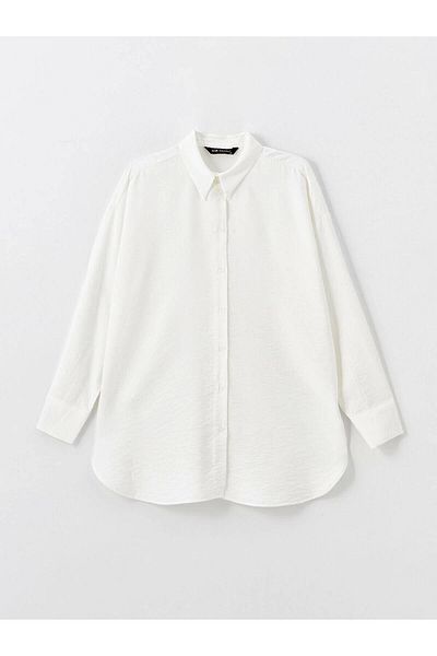 LC Waikiki Lc W Modest Ecru Plain Oversize Women's Shirt Tunic