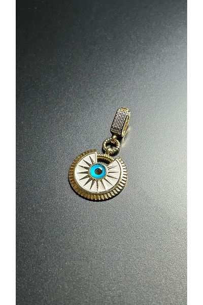 Neon Takı by Atalay Sensitivity Tag and Zircon Stone, Eye, Stainless Steel Ajda Charm 8, Case Gold Color