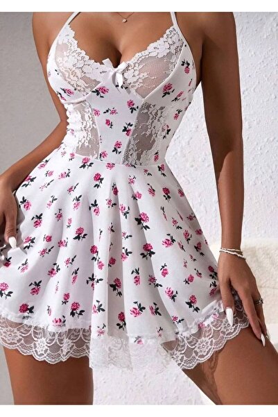 anjelithomewear 1111 - Çiçek Desen Elbise