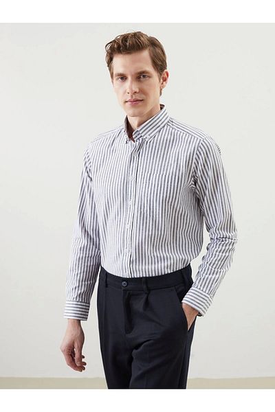 Store Regular Fit Long Sleeve Striped Men's Shirt