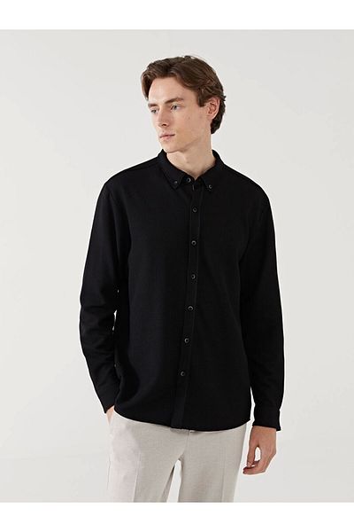 Store New Season Slim Fit Long Sleeve Men's Textured Shirt - S53554Z8