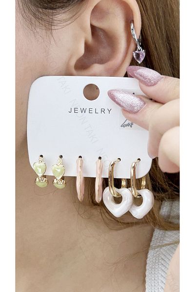Neon Takı by Atalay Sensitivity Tag and Multi, Color Earring 624, Gold Color