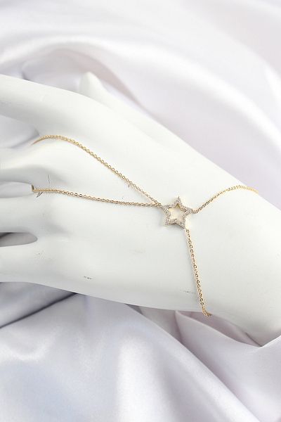 Clariss Brass Gold Color Zircon Stone Star Model Şahmeran