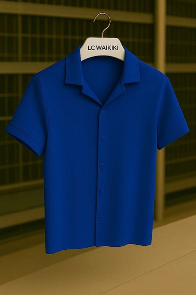 LC Waikiki Lc W 100% Cotton Short Sleeve Button Premium Men's Waffle Shirt