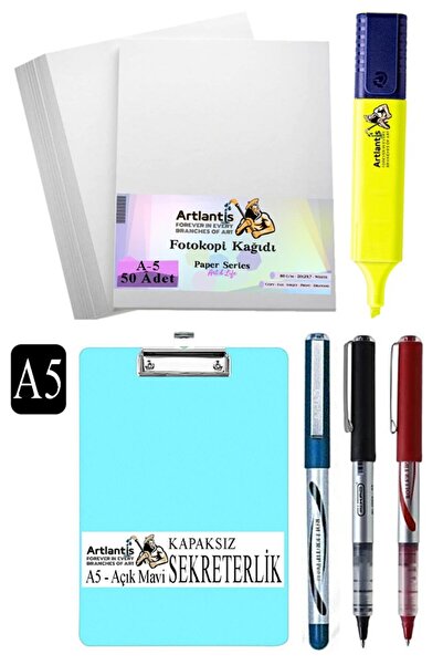 Artlantis قلم سيكرتاري A5 بدون غطاء 3 ألوان A5 ورق تصوير أبيض 50 قطعة قلم تحد...