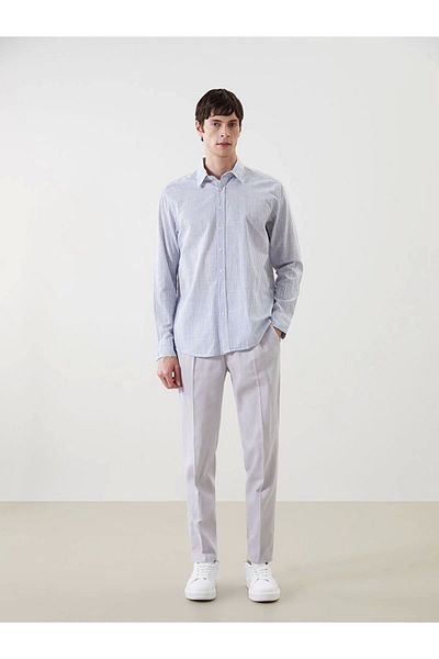 Store New Season Slim Fit Long Sleeve Striped Poplin Men's Shirt - S5Bq22Z8