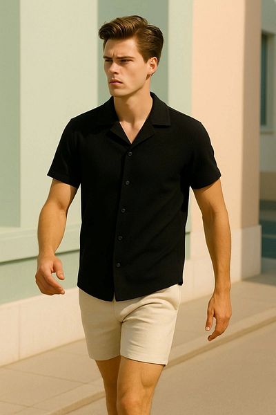 LC Waikiki Lc W Slim Fit Waffle Pattern Short Sleeve Lycra Men's Shirt