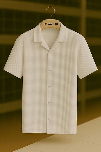 LC Waikiki Lc W 100% Cotton Short Sleeve Button Premium Men's Waffle Shirt