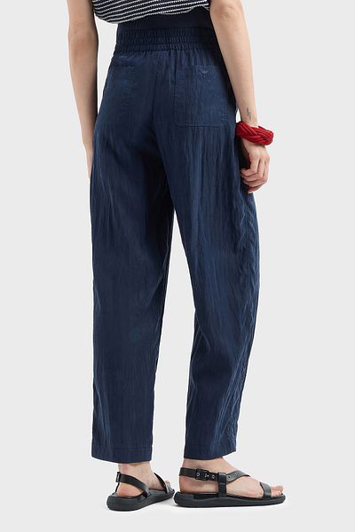 Emporio Armani Relaxed Fit High Waist Straight Leg Cupra Pants Pants Ew000654 Af12644 Ub097