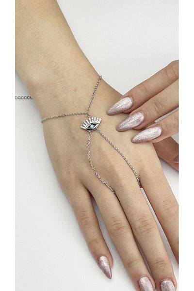 Neon Takı by Atalay Sensitivity Tag and Zircon Stone, Eye, Şahmeran 12, Silver Color