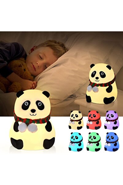 Wolawood Renk Değiştiren Sevimli Panda Gece Lambası USB Şarjlı LED Işıklı Çoc...