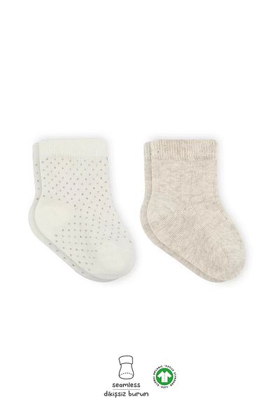 Haye Collection Puan Derby Combed Cotton Socks 2 Pack Beige Ecru
