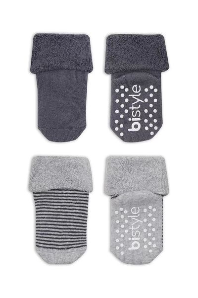 Haye Collection Circle Non-Slip Towel Socket Socks 2 Pack Gray, Anthracite