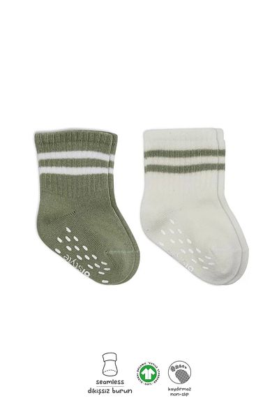 Haye Collection Circle Non-Slip Socks 2 Pack Nil Ecru