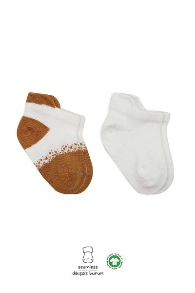 Haye Collection 2 Pack Combed Cotton Sneakers Socks Bs20105 Ecru Mustard