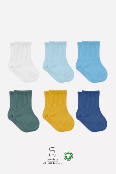 Haye Collection Mix Combed Cotton Socks 6 Pack Turquoise