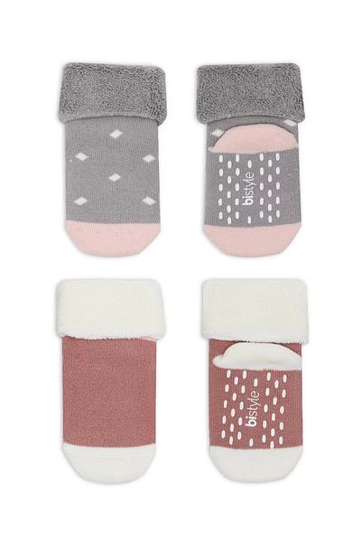 Haye Collection Non-Slip Towel Sock Socks 2 Pack Gray Powder