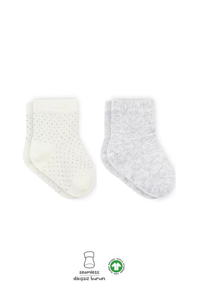Haye Collection Puan Derby Combed Cotton Socks 2 Pack Gray Ecru