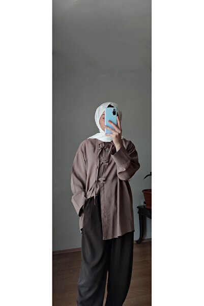 RİMA Brown Lace Detailed Shirt