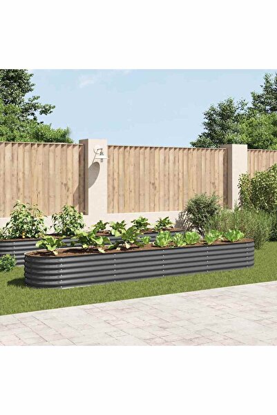 vidaxl سرير حديقة مرتفع 400x80x44 سم، فولاذ مجلفن رمادي