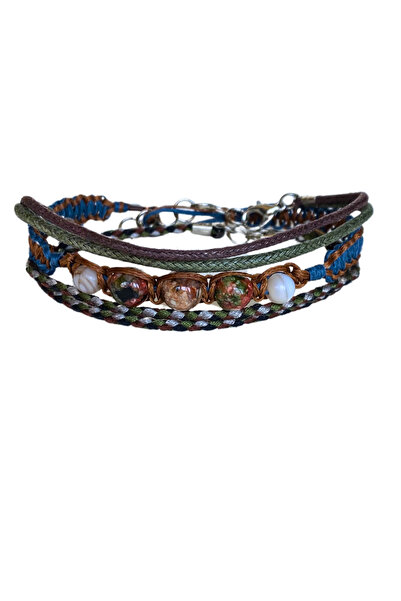 She Sells مجموعة أساور للجنسين من أحجار الأورا ثريدز الطبيعية