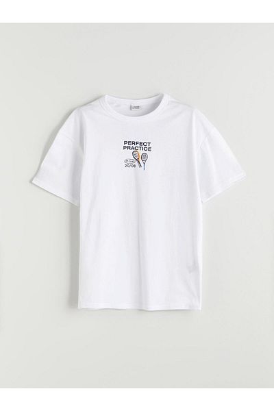LC Waikiki White Crew Neck Boy's T-Shirt
