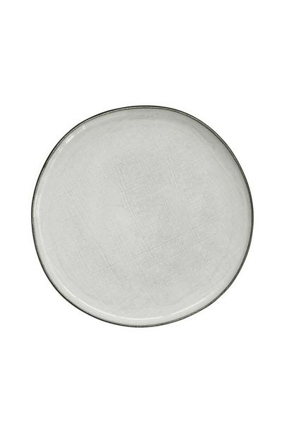 Generic طبق جانبي دائري من الفخار سهل الاستخدام، رمادي ريفي، 20.5 سم، R2392#COGR