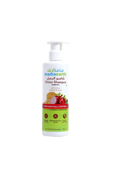Mamaearth Onion Shampoo for Hair Growth and Hair Fall Control with Onion Oil and Plant Keratin 250 m
