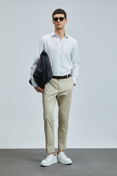 Lufian Plus Smart Men's Chino Pants Slim Fit Camel Hair