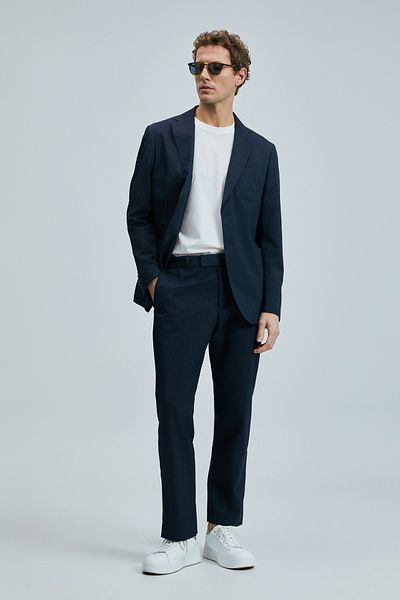 Lufian Lukaso Smart Men's Chino Trousers Slim Fit Navy Blue