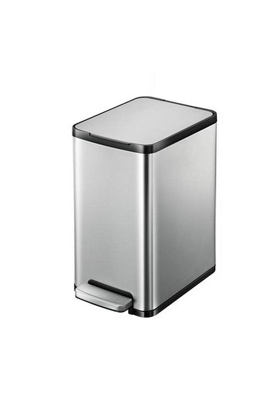 Generic EKO Edison Slim Stainless Steel Step Bin with Soft Close Lid Silver and Black 10 Liter EK8248MMT-10L